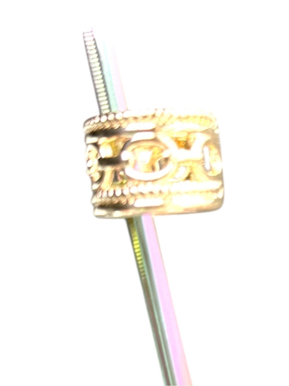 14K Gold Filled Chain Link Twisted Rope Frame Ring Adjustable - Picture 3 of 5